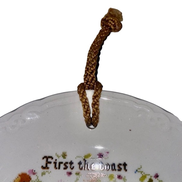 Cross Stitch Sampler Pattern Happy Hostess Plate Ironstone England Farmhouse - Picture 5 of 8